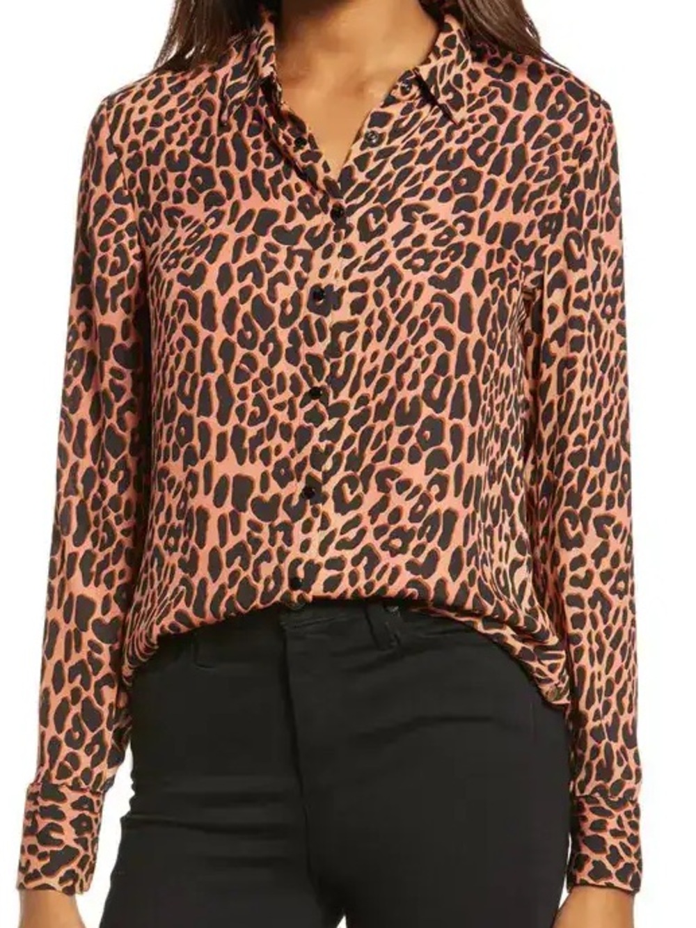 Scotch and Soda animal print blouse pink/black/brown sz M